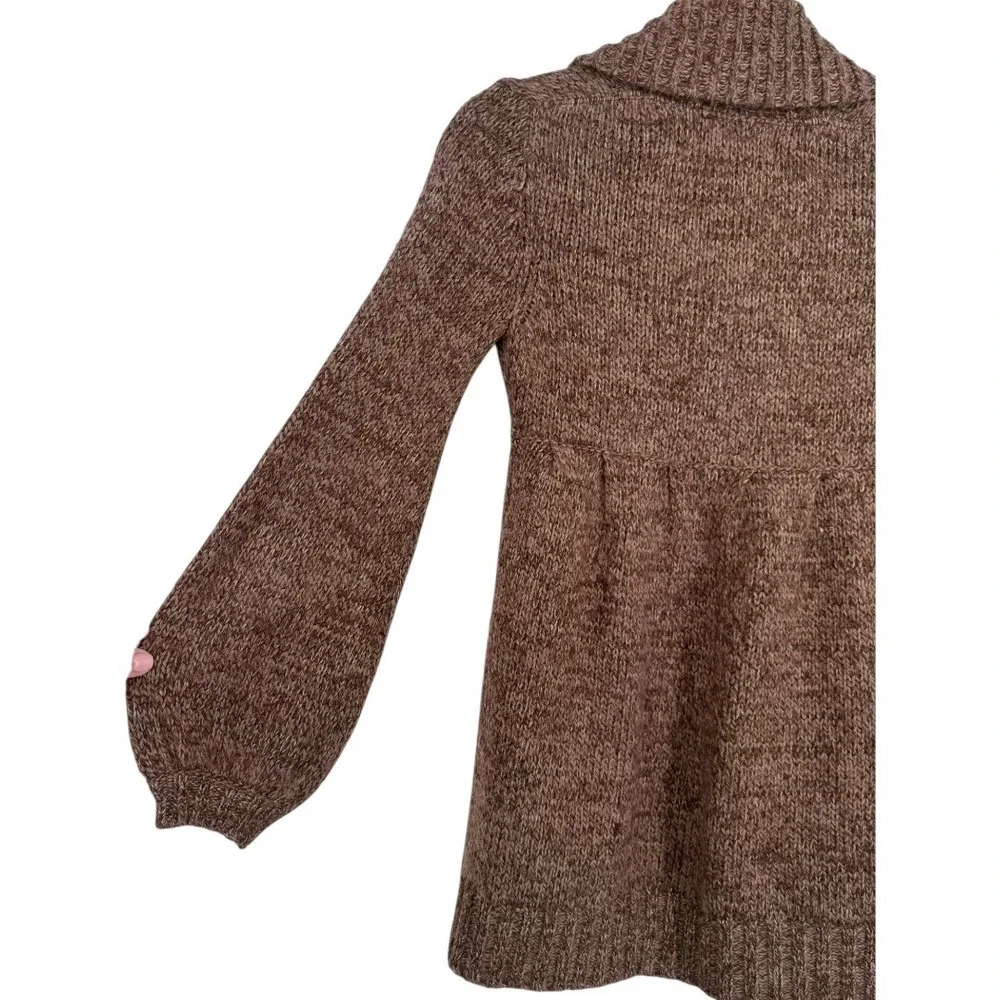 PANDEMONIUM Brown Wool Blend Shawl Collar Button Front Cardigan Sweater Sz Small